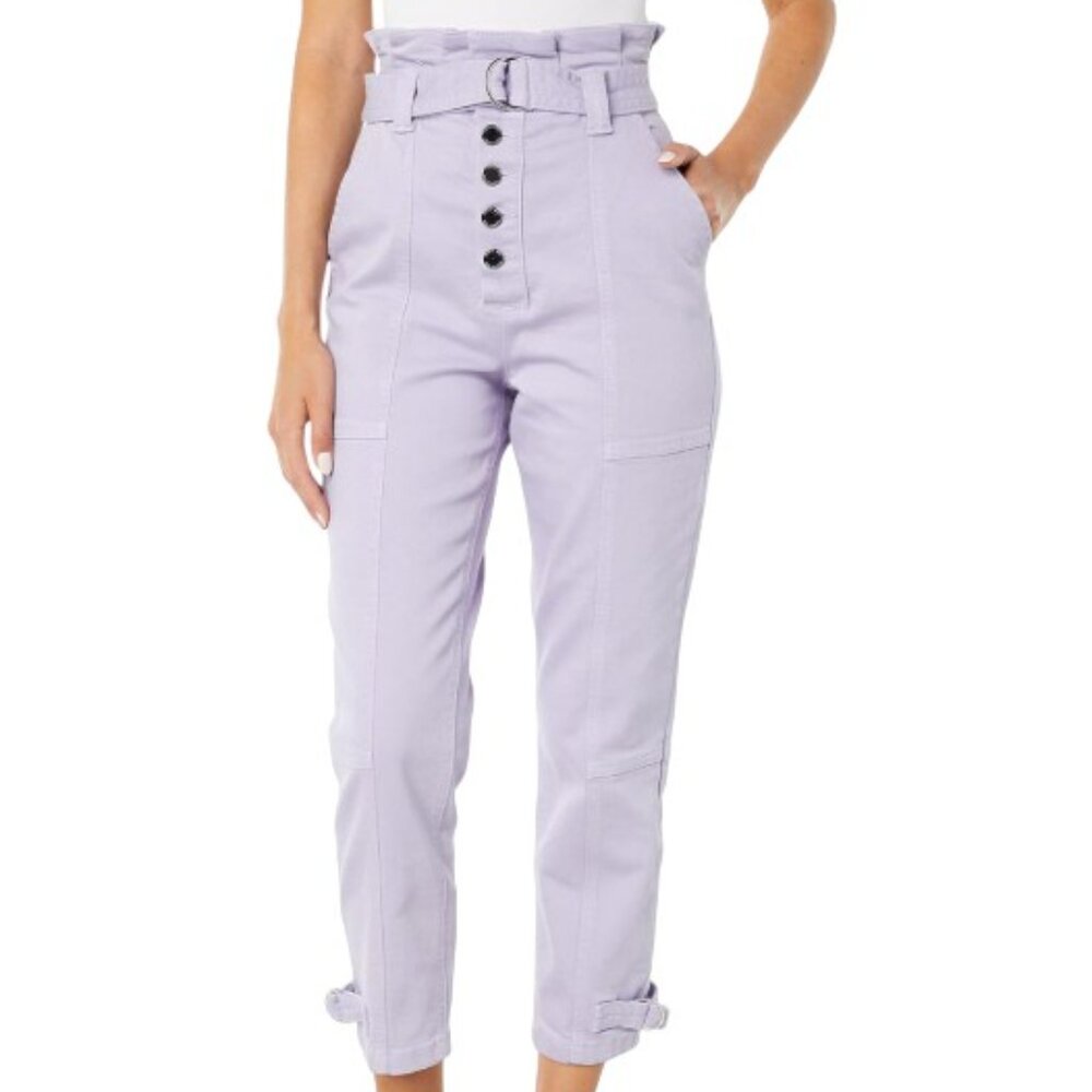 Ted Baker High Waist Paper Bag Tapered Leg Cargo Pants‎ Lavender Size 32